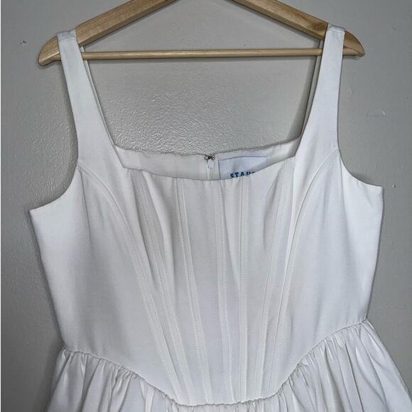 Staud Landscape Corset Mini Dress White Size 12 Babydoll Tulle Skirt - Picture 5 of 11